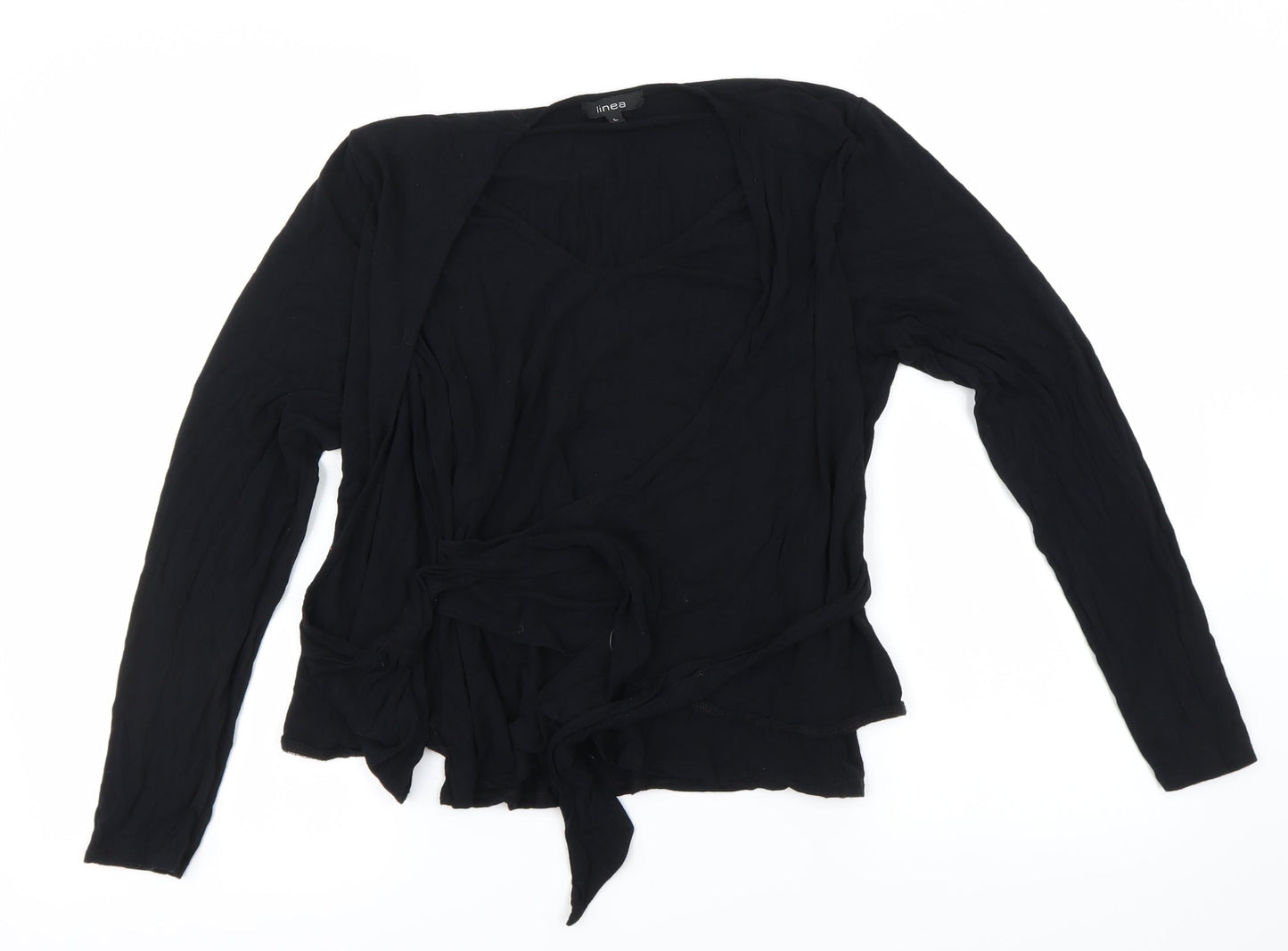 Womens UK Size L Linea Black Basic T-Shirt