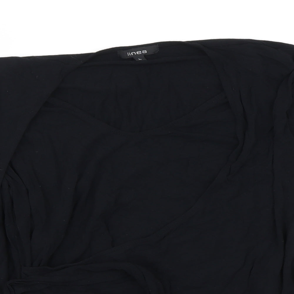 Womens UK Size L Linea Black Basic T-Shirt