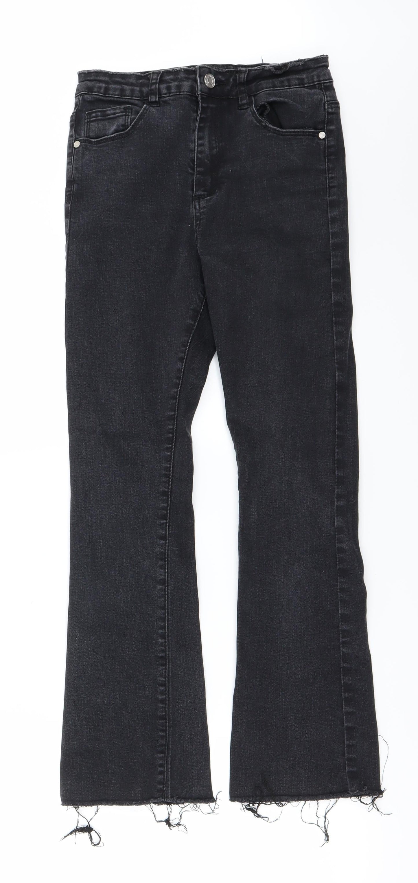 Womens UK Size 8 Preworn Regular Fit Straight Black Jeans