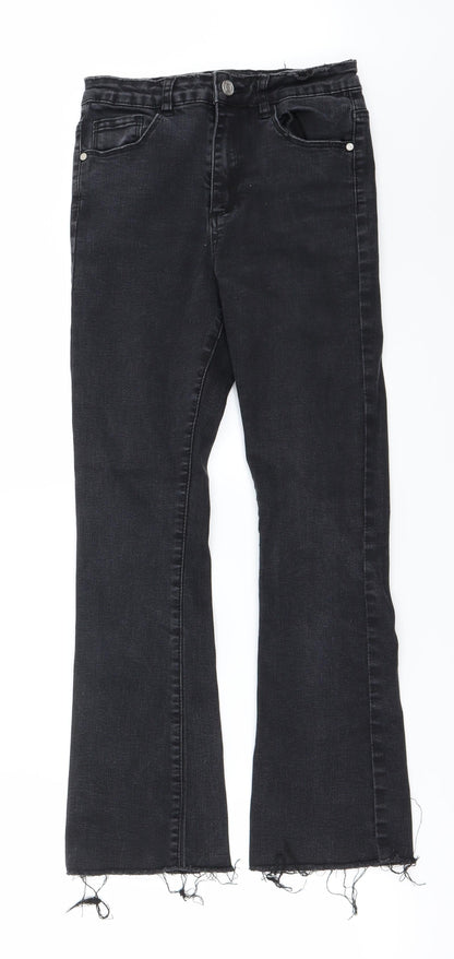 Womens UK Size 8 Preworn Regular Fit Straight Black Jeans