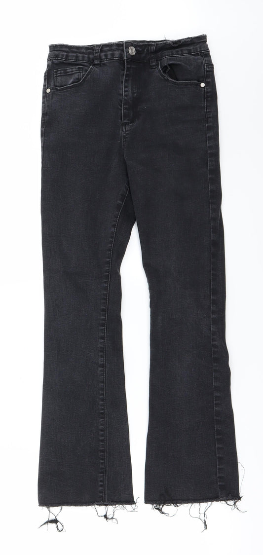 Womens UK Size 8 Preworn Regular Fit Straight Black Jeans