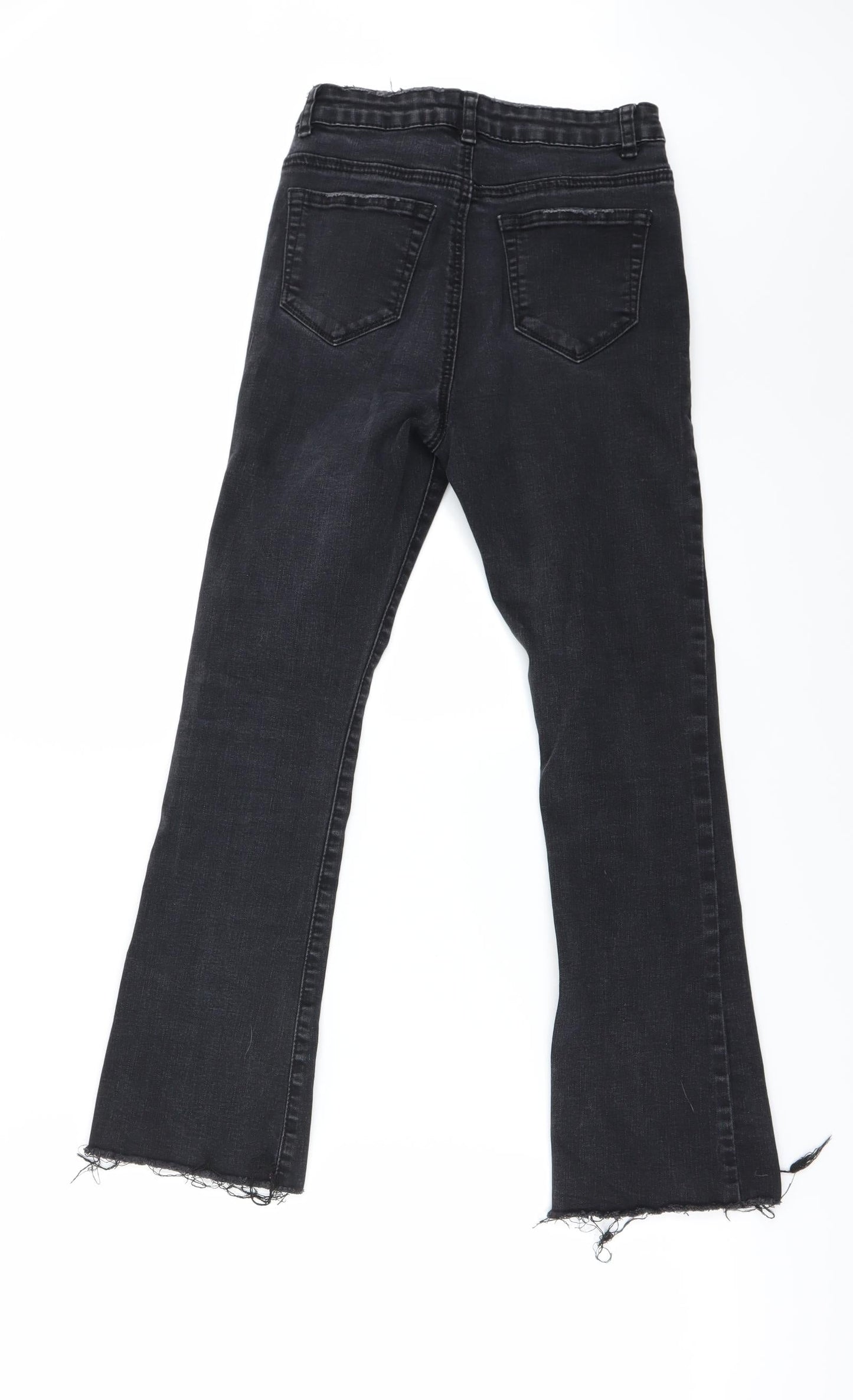 Womens UK Size 8 Preworn Regular Fit Straight Black Jeans
