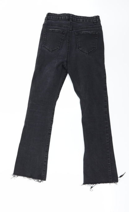 Womens UK Size 8 Preworn Regular Fit Straight Black Jeans