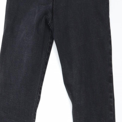 Womens UK Size 8 Preworn Regular Fit Straight Black Jeans