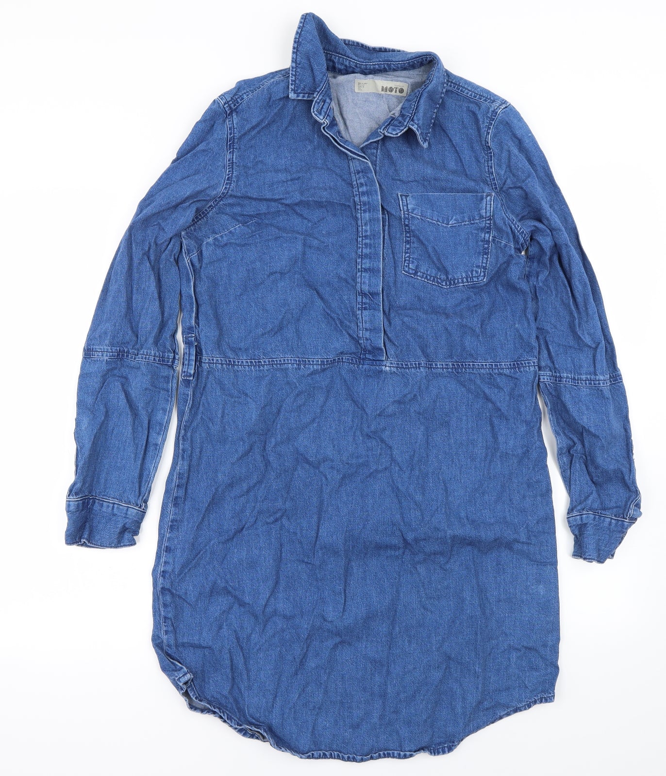 Womens UK Size 6 Topshop Blue Basic T-Shirt