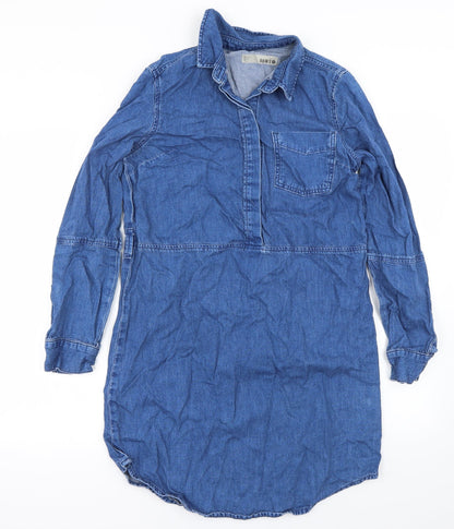 Womens UK Size 6 Topshop Blue Basic T-Shirt