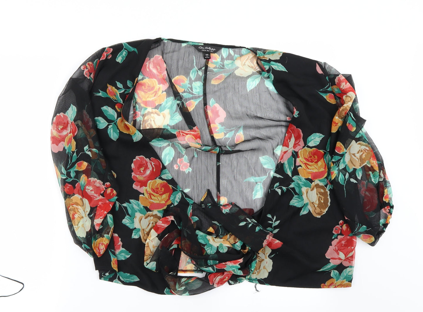 Miss Selfridge Womens Black Floral  Basic Blouse Size 6