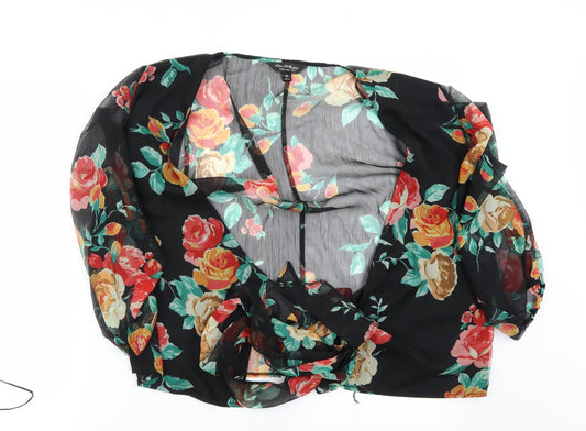 Miss Selfridge Womens Black Floral  Basic Blouse Size 6