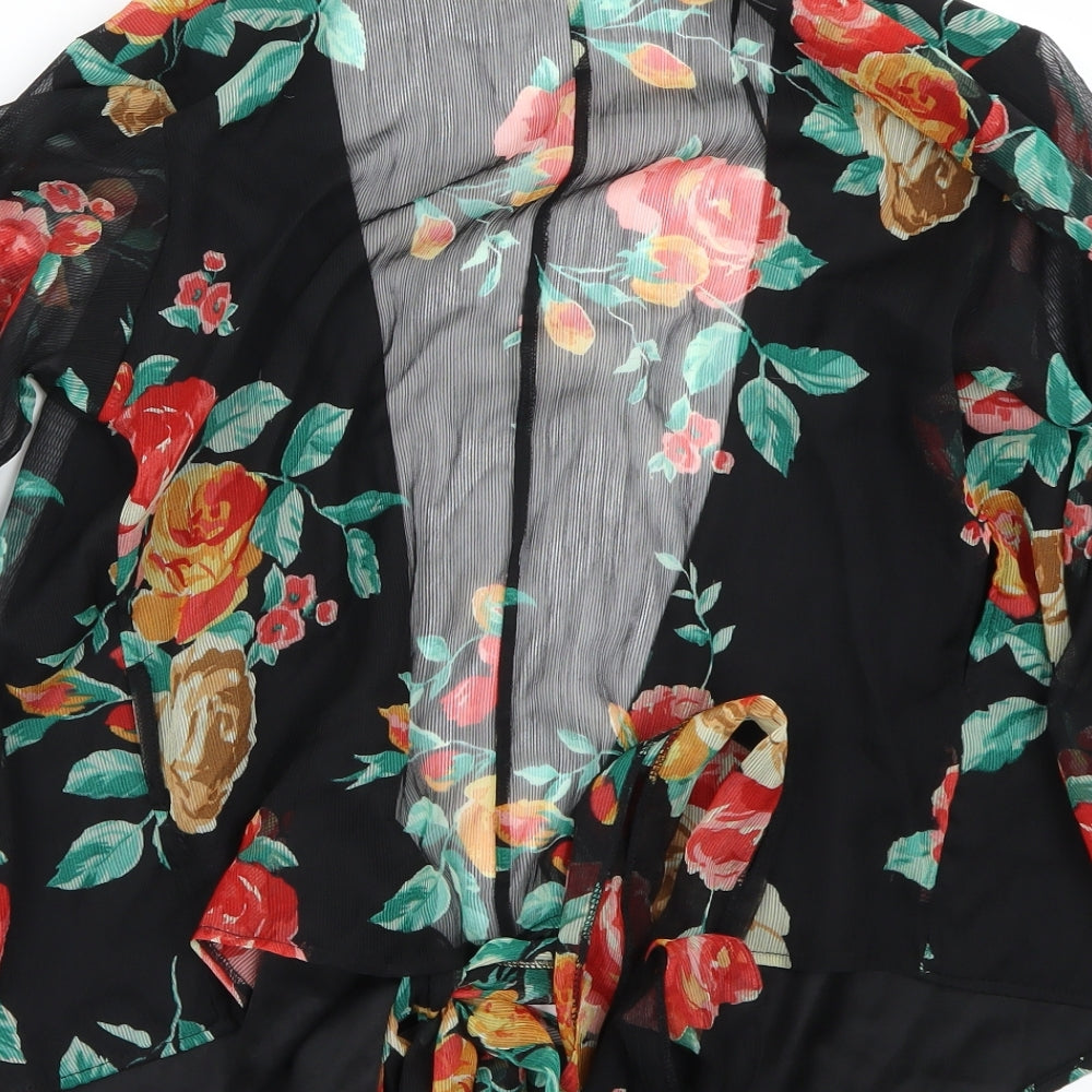 Miss Selfridge Womens Black Floral  Basic Blouse Size 6