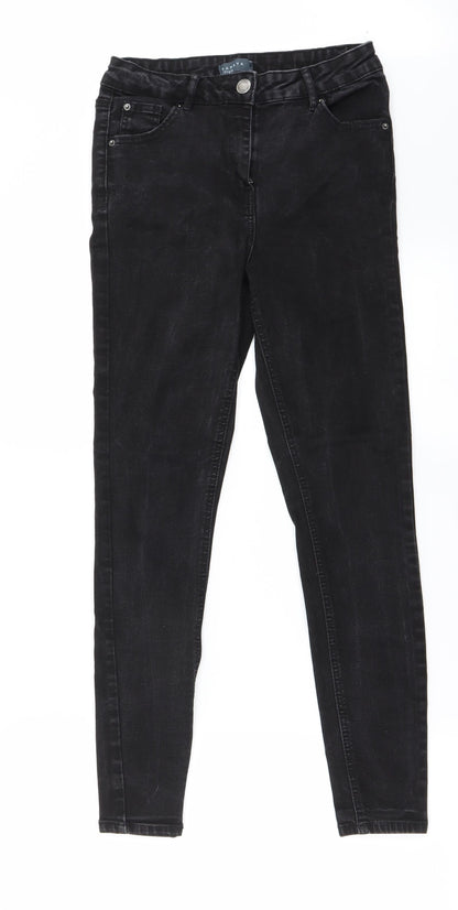 Womens UK Size 10 Papaya Regular Fit Straight Black Jeans