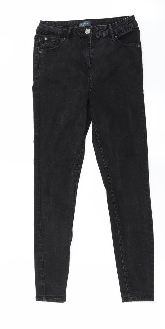 Womens UK Size 10 Papaya Regular Fit Straight Black Jeans