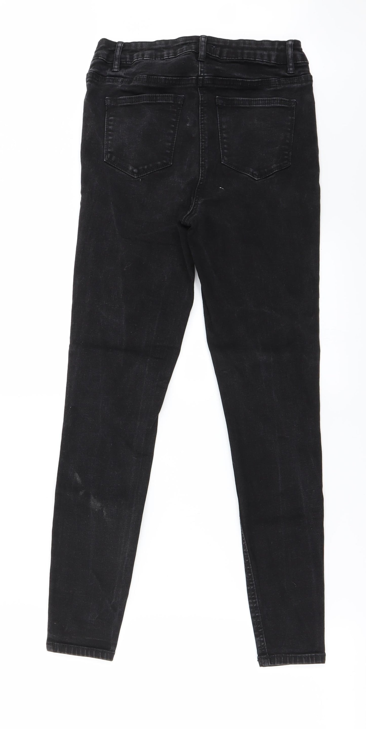 Womens UK Size 10 Papaya Regular Fit Straight Black Jeans