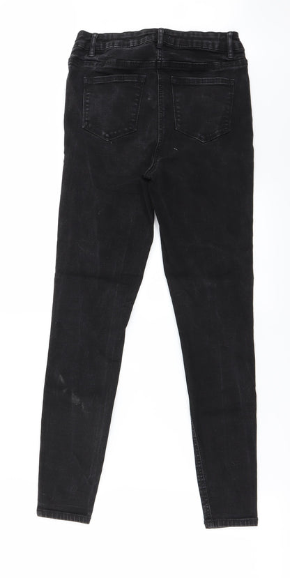 Womens UK Size 10 Papaya Regular Fit Straight Black Jeans