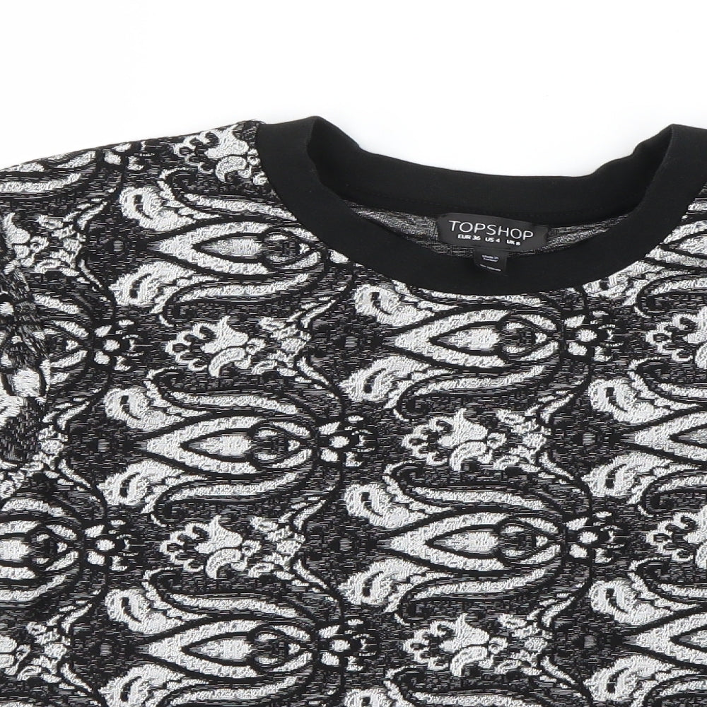 Womens UK Size 8 Topshop Black Basic T-Shirt