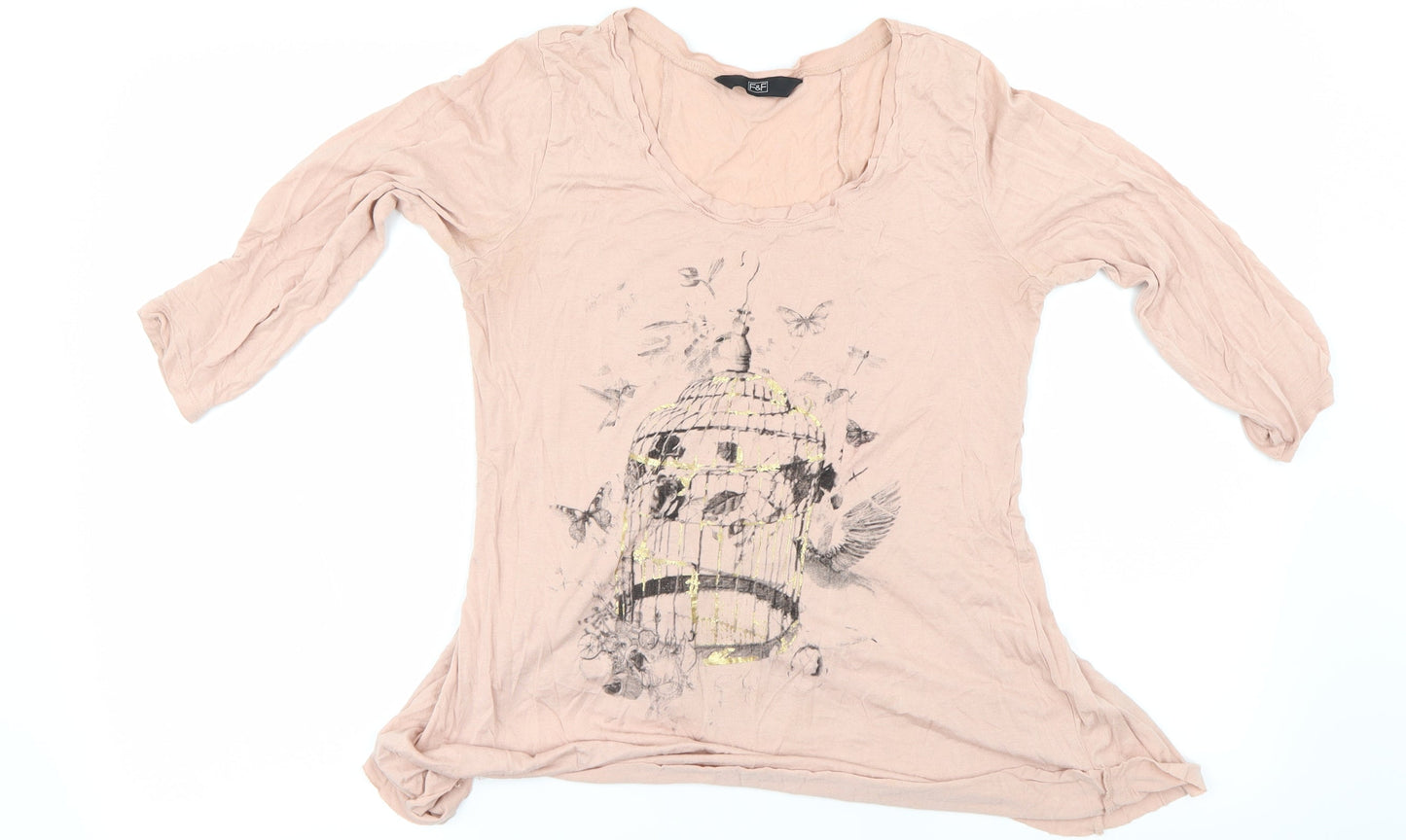 Womens UK Size 8 F&F Pink Basic T-Shirt