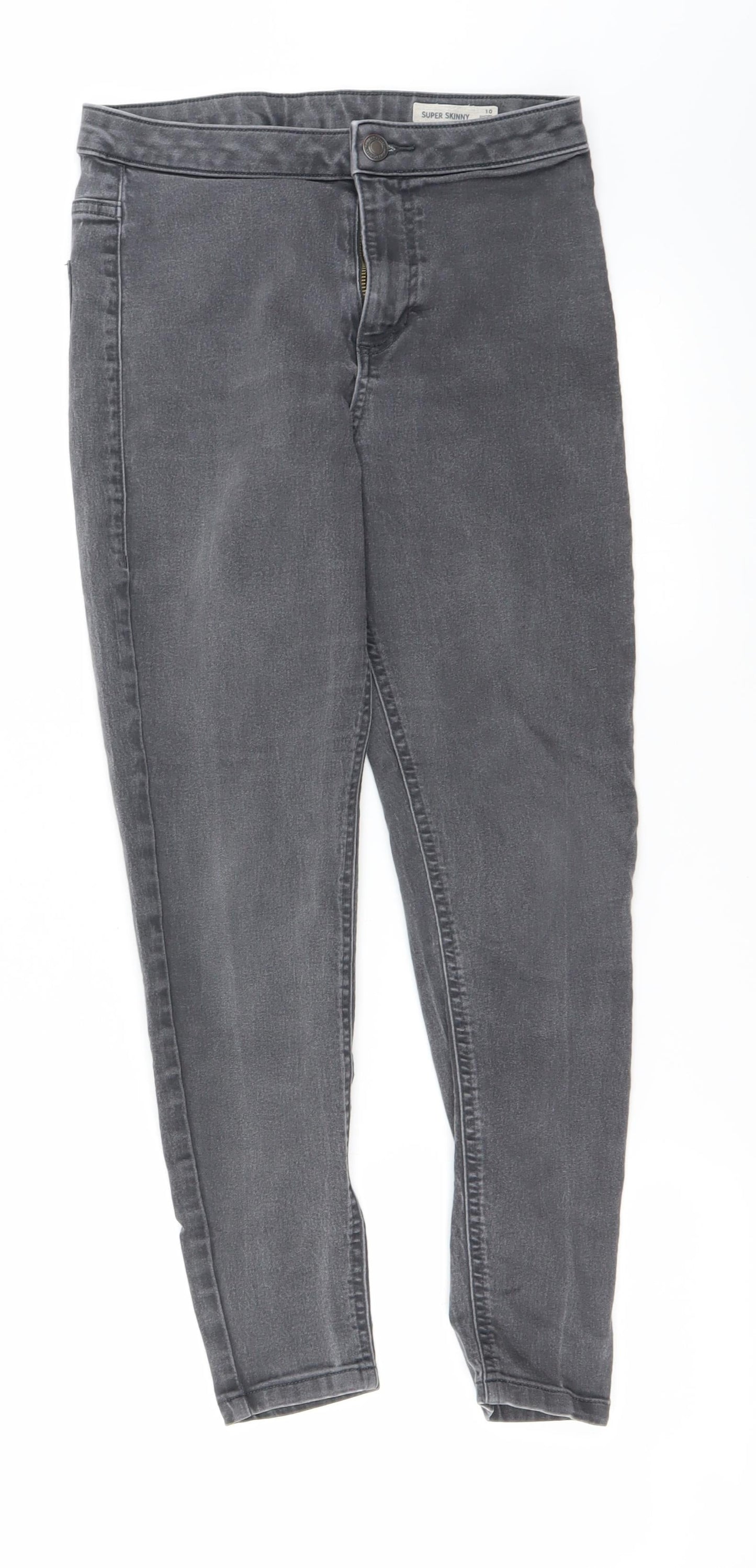 Womens UK Size 10 Preworn Regular Fit Skinny Grey Jeans