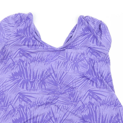 George Womens Purple Floral  Basic Blouse Size 10