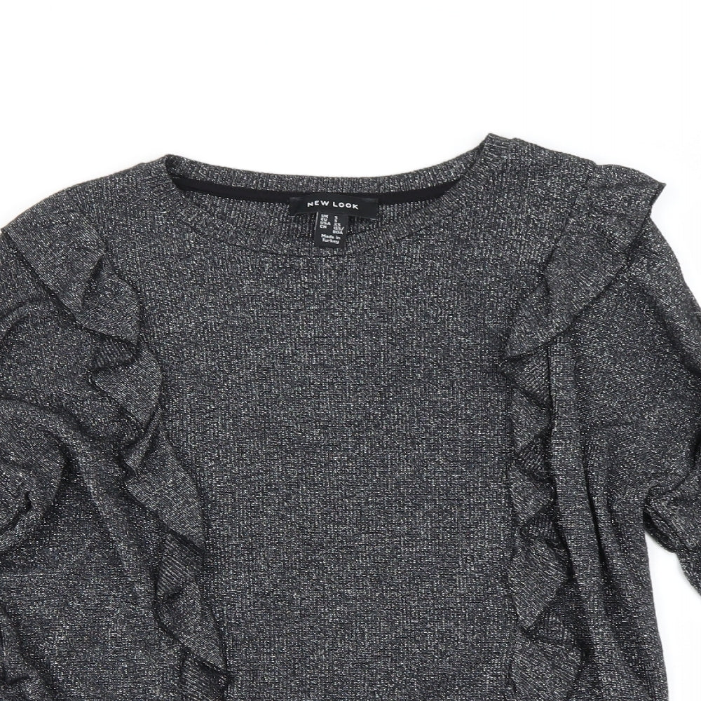 Womens UK Size S New Look Grey Basic T-Shirt