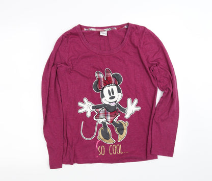 Womens UK Size 10 Disney Purple Basic T-Shirt