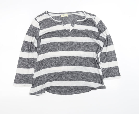 Papaya Womens Grey Striped  Basic Blouse Size 14