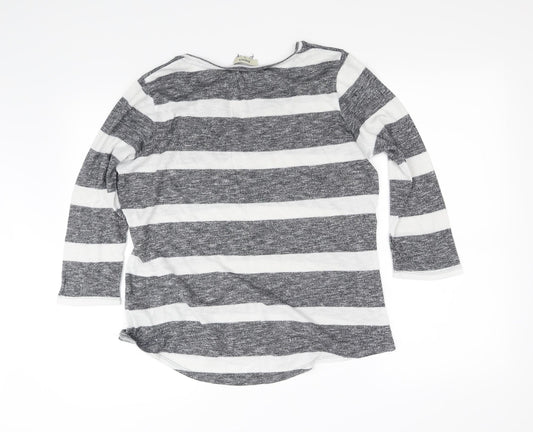 Papaya Womens Grey Striped  Basic Blouse Size 14