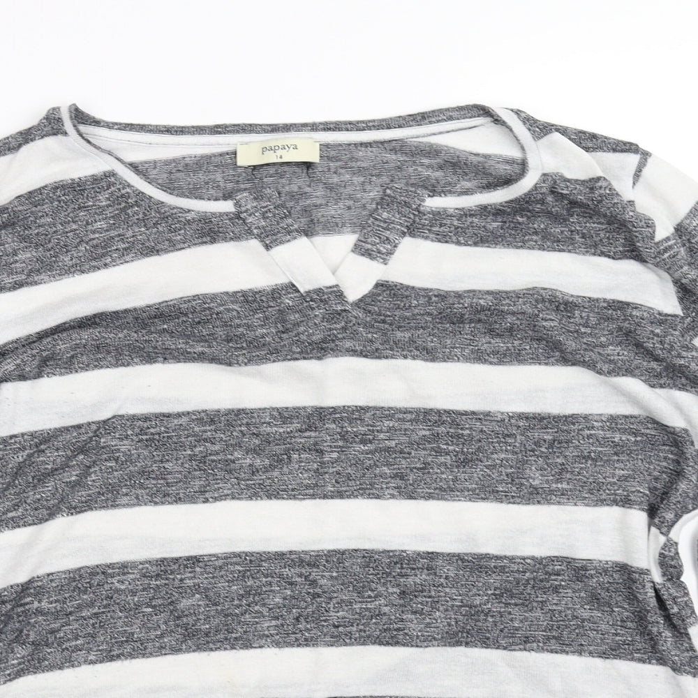 Papaya Womens Grey Striped  Basic Blouse Size 14