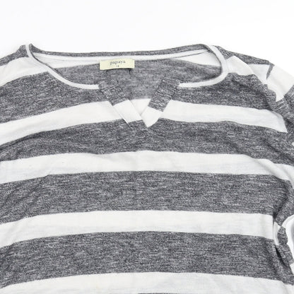 Papaya Womens Grey Striped  Basic Blouse Size 14