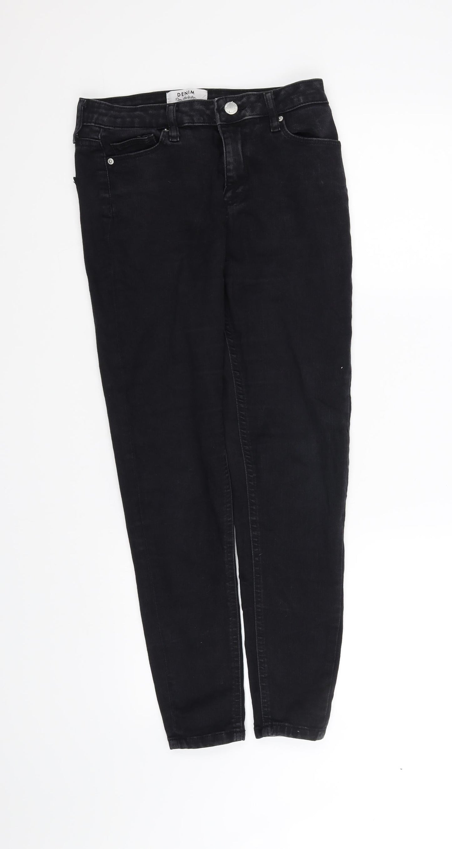 Womens UK Size 10 denim Regular Fit Straight Black Jeans