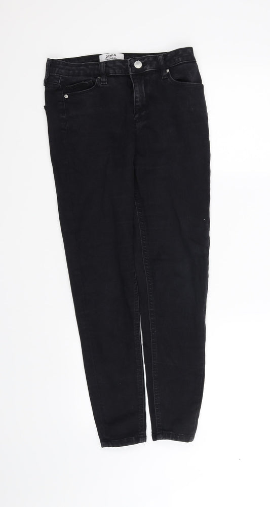 Womens UK Size 10 denim Regular Fit Straight Black Jeans