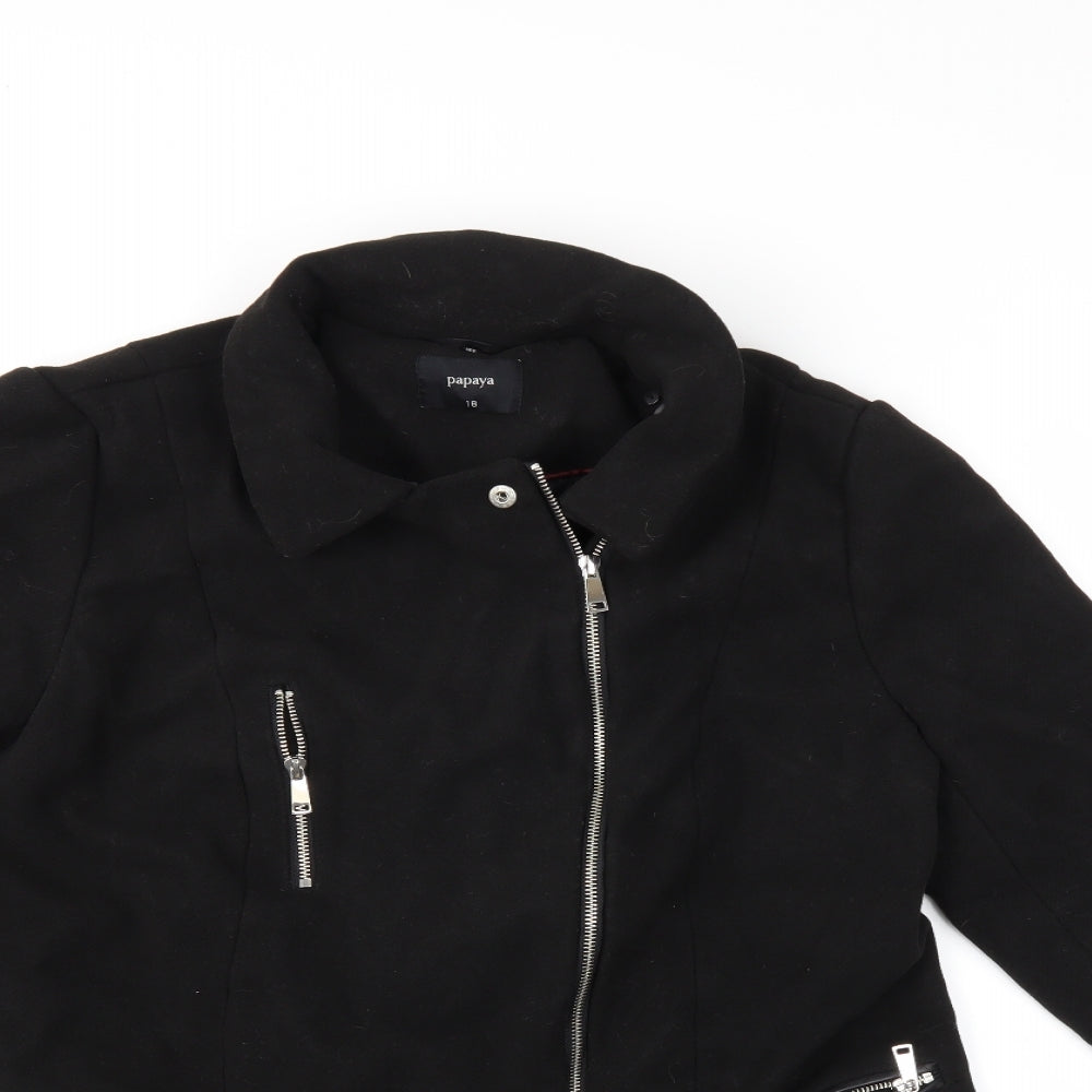Papaya Womens Black   Overcoat Coat Size 18