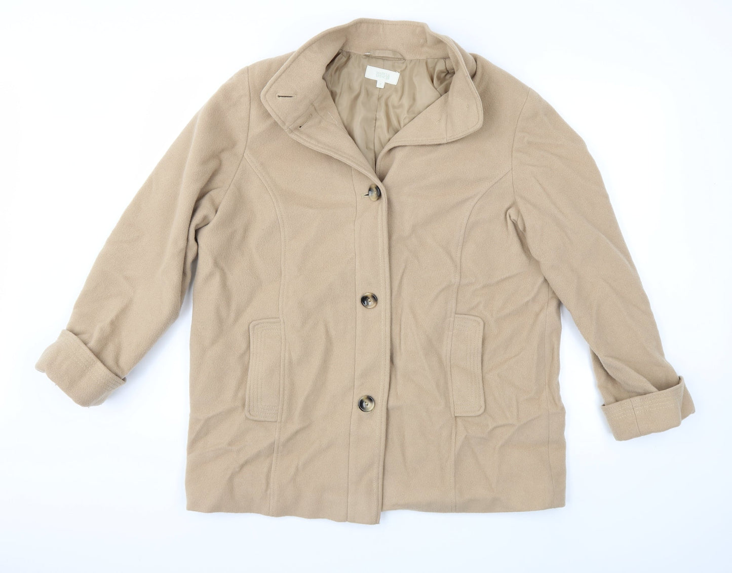 Womens UK Size 18 Marks and Spencer Beige Overcoat