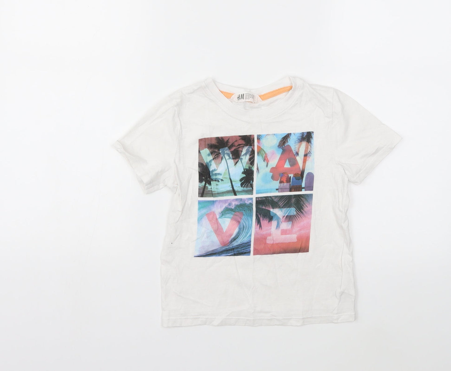 H&M Boys White   Basic T-Shirt Size 5-6 Years