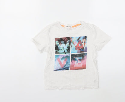 H&M Boys White   Basic T-Shirt Size 5-6 Years