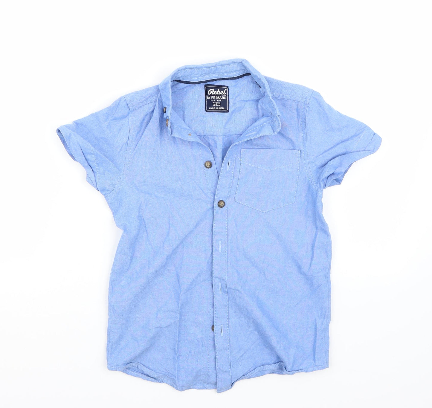 Rebel Boys Blue  Rayon Basic Button-Up Size 7-8 Years