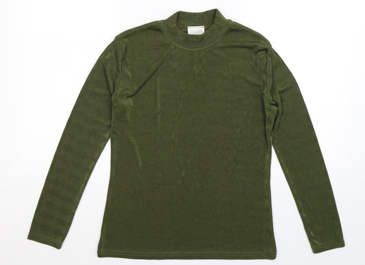 Text Womens Green  Knit Pullover Jumper Size M