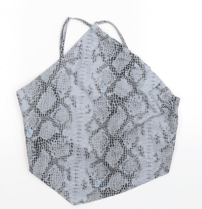 PRETTYLITTLETHING Womens Grey Animal Print  Basic Tank Size 10