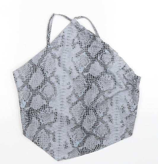 PRETTYLITTLETHING Womens Grey Animal Print  Basic Tank Size 10