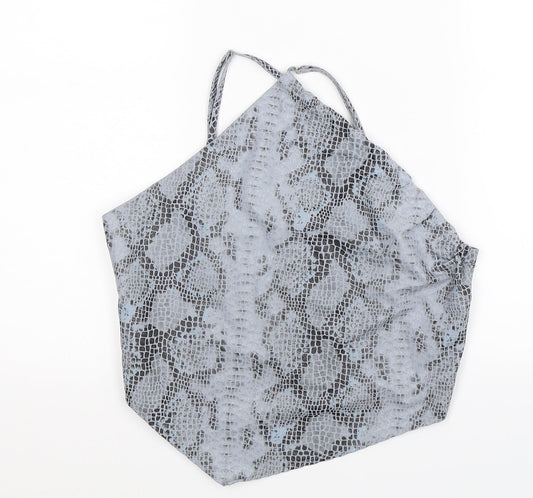 PRETTYLITTLETHING Womens Grey Animal Print  Basic Tank Size 10