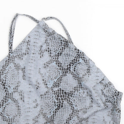 PRETTYLITTLETHING Womens Grey Animal Print  Basic Tank Size 10