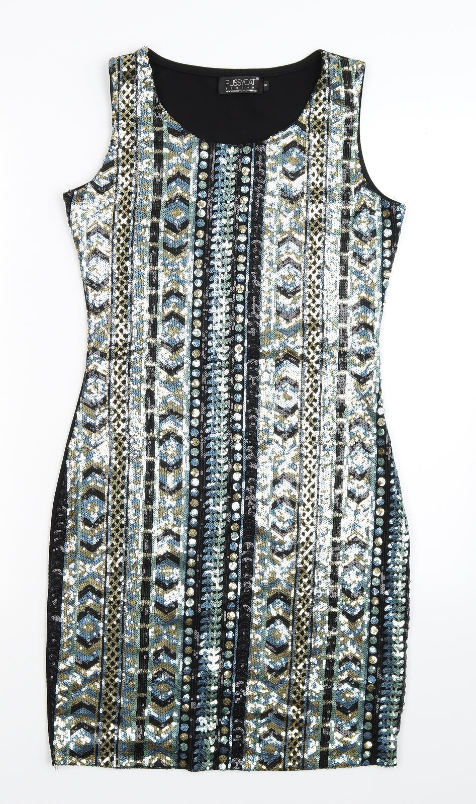 Pussycat London Womens Multicoloured Geometric  Bodycon  Size 8