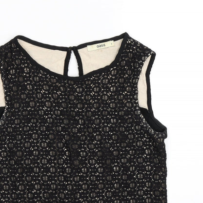 Womens UK Size S Oasis Black Basic T-Shirt
