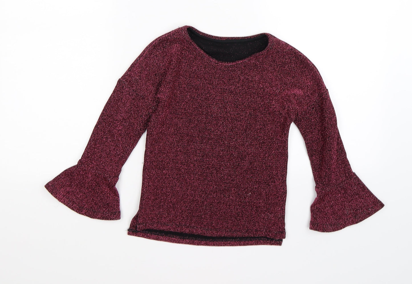 nuytmeg Girls Pink  Knit Pullover Jumper Size 6-7 Years  - flute sleeve
