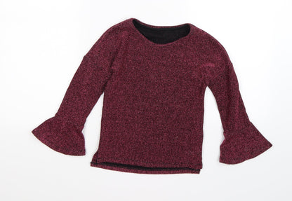nuytmeg Girls Pink  Knit Pullover Jumper Size 6-7 Years  - flute sleeve
