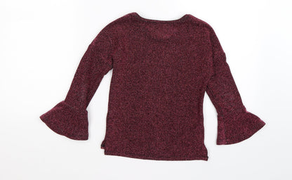 nuytmeg Girls Pink  Knit Pullover Jumper Size 6-7 Years  - flute sleeve