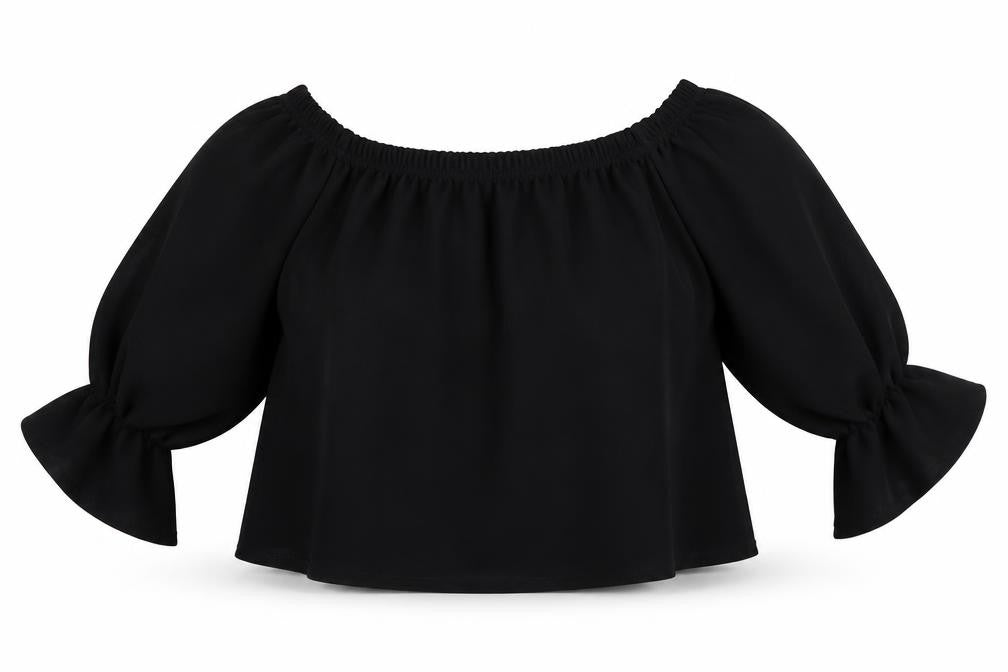Womens UK Size 8 cameo rose Black Cropped T-Shirt