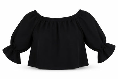 Womens UK Size 8 cameo rose Black Cropped T-Shirt