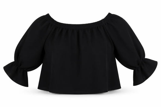 Womens UK Size 8 cameo rose Black Cropped T-Shirt