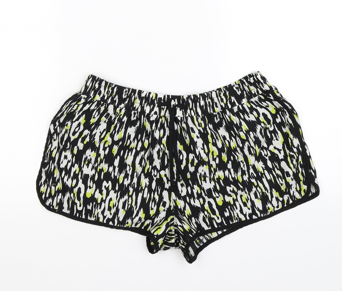 denim co Womens White Geometric Satin Sweat Shorts Size 8