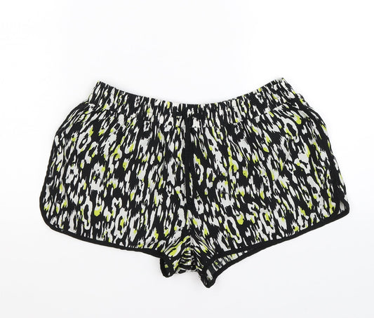 denim co Womens White Geometric Satin Sweat Shorts Size 8