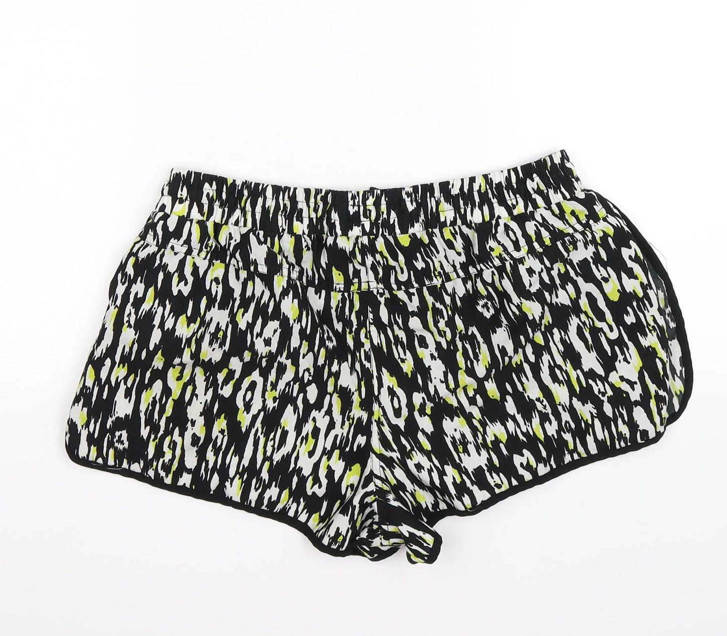 denim co Womens White Geometric Satin Sweat Shorts Size 8